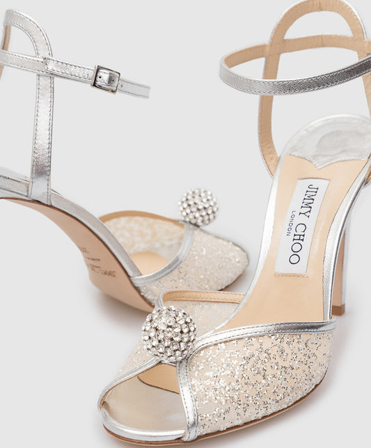 Jimmy Choo Sacora 100 White Satin Sandals