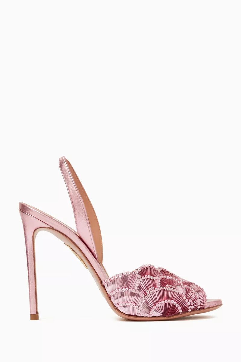 Aquazzura Ce Soir 105 Sandals in Metallic Nappa Leather