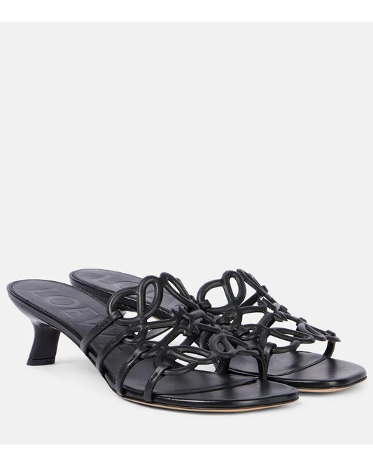 Loewe Petal Anagram Leather Mules