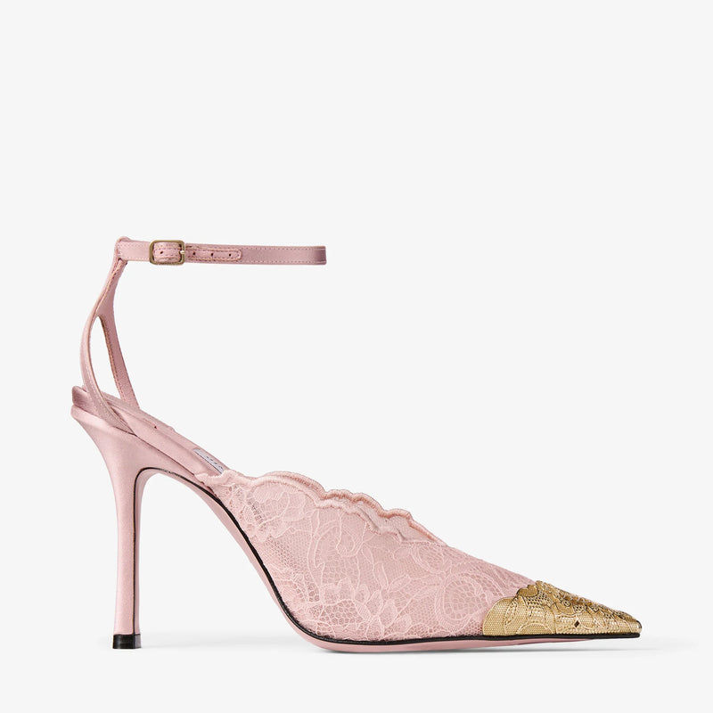 Jimmy Choo Lace Pumps with Metal Lace Detail