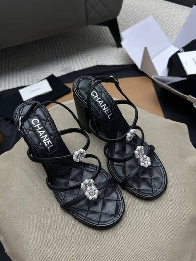 Chanel Metallic Gold Strappy Heels hover