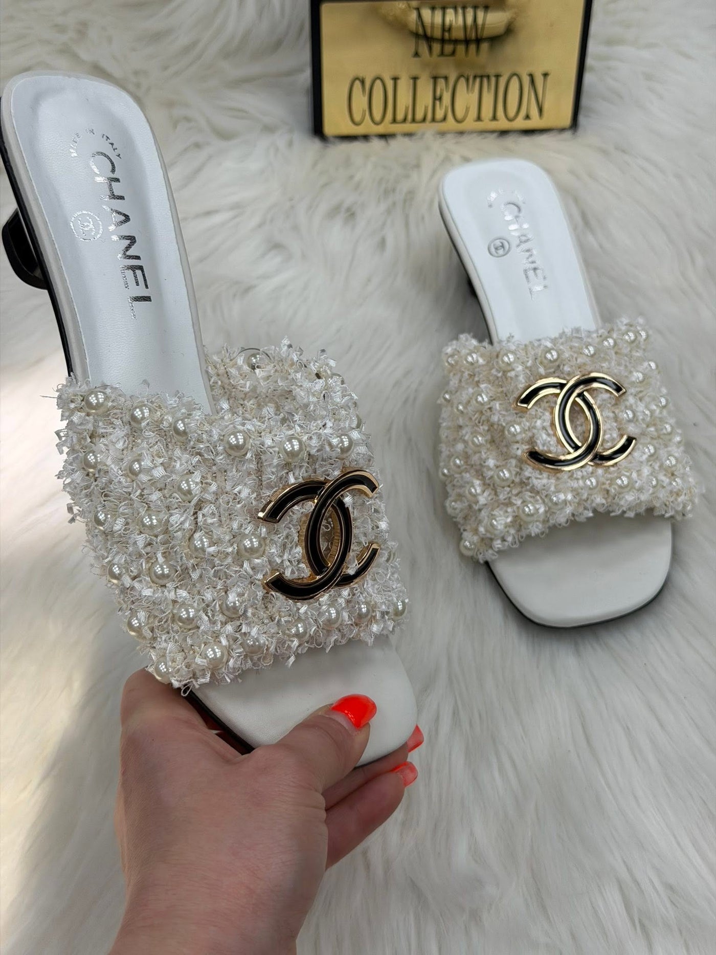 Chanel Pearl CC Slides