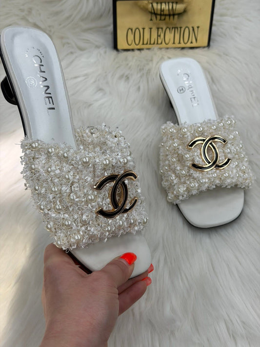 Chanel Pearl CC Slides