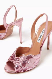 Aquazzura Ce Soir 105 Sandals in Metallic Nappa Leather