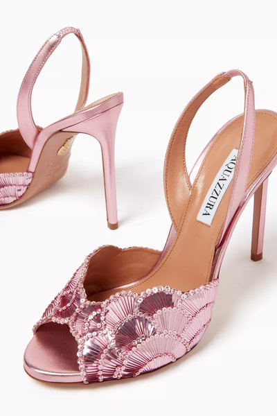 Aquazzura Ce Soir 105 Sandals in Metallic Nappa Leather