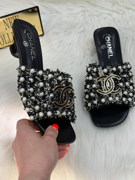 Chanel Pearl CC Slides