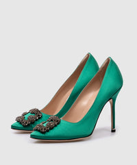 MANOLO BLAHNIK Hangisi 70 crystal-embellished satin pumps