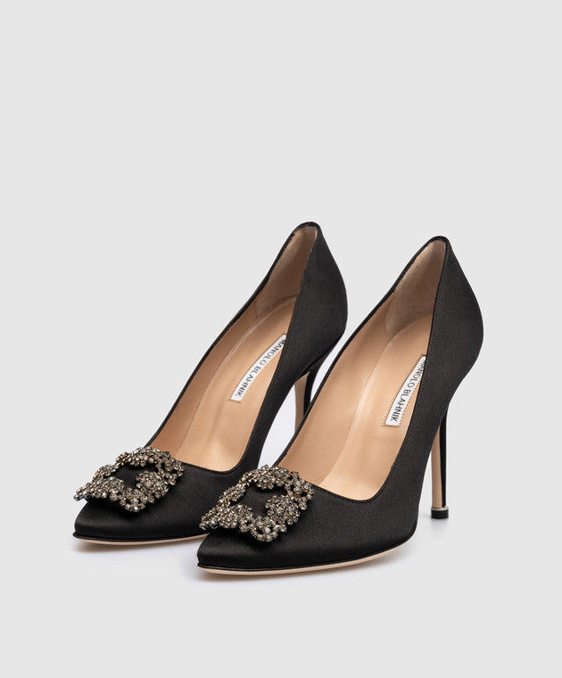MANOLO BLAHNIK Hangisi 70 crystal-embellished satin pumps