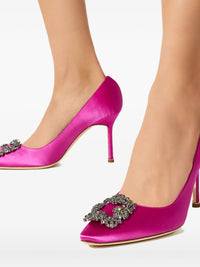 MANOLO BLAHNIK Hangisi 70 crystal-embellished satin pumps