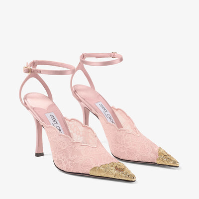 Jimmy Choo Lace Pumps with Metal Lace Detail