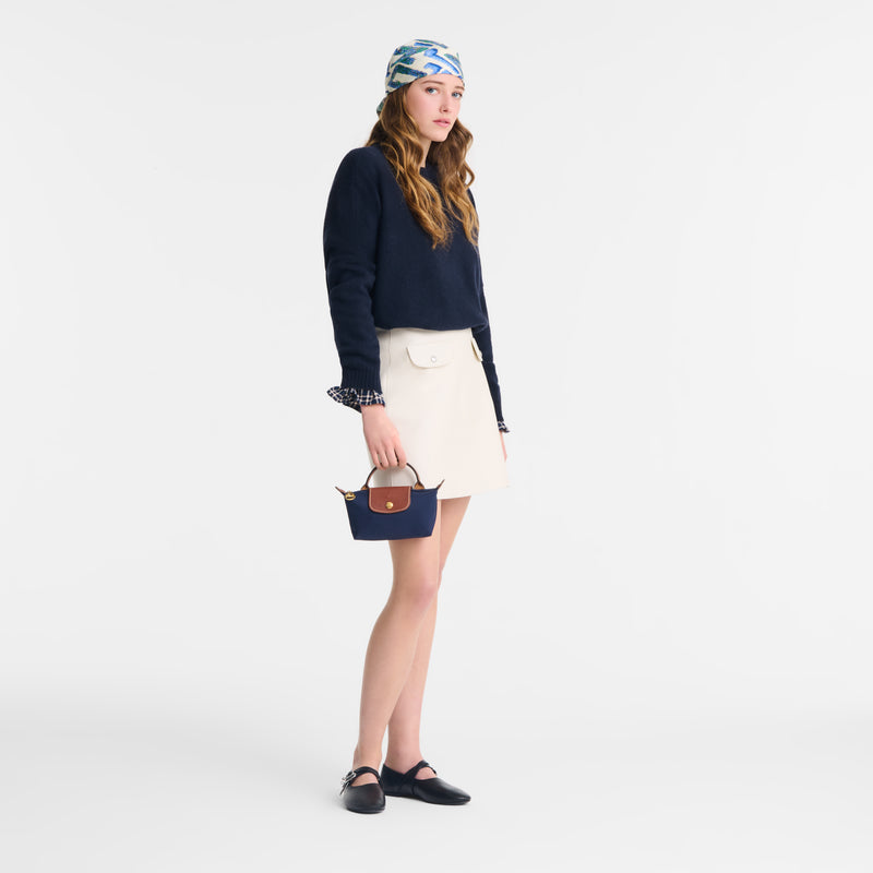 Le Pliage Original Pouch with handle Navy - Recycled canvas