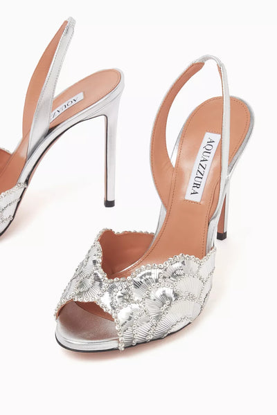 Aquazzura Ce Soir 105 Sandals in Metallic Nappa Leather hover