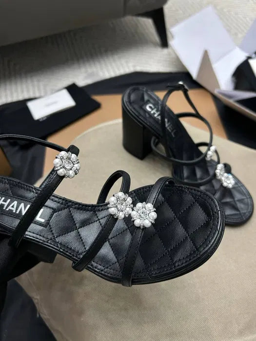 Chanel Metallic Gold Strappy Heels