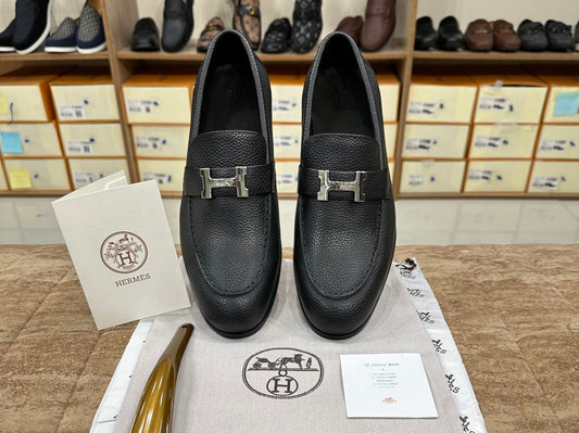 Hermes Paris Major Loafer In Black Grain Leather