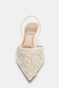 ZARA EMBROIDERED MESH SLINGBACKS