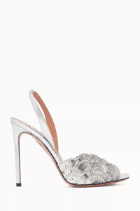 Aquazzura Ce Soir 105 Sandals in Metallic Nappa Leather