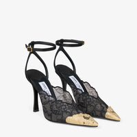 Jimmy Choo Lace Pumps with Metal Lace Detail