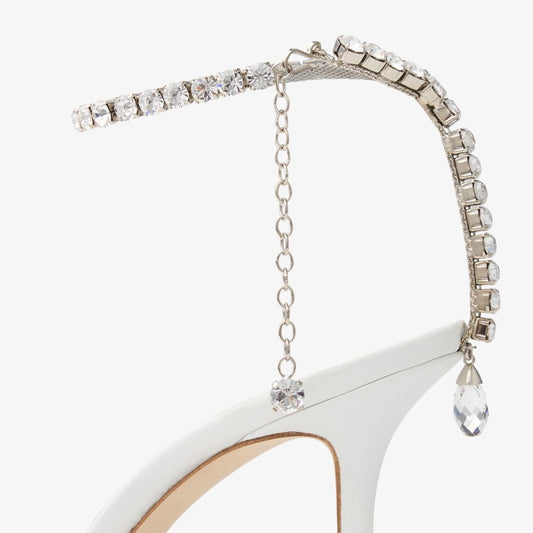 Jimmy Choo Saeda 85  White Crystal Mesh Pumps