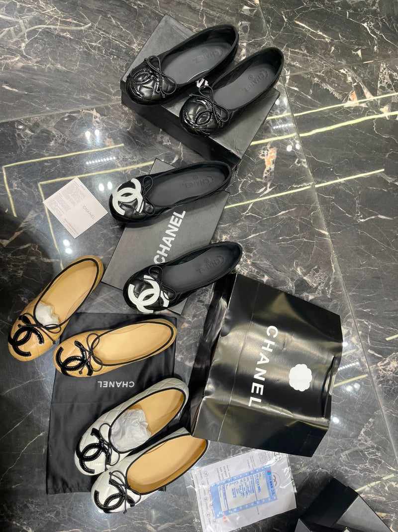 Chanel leather ballet flats