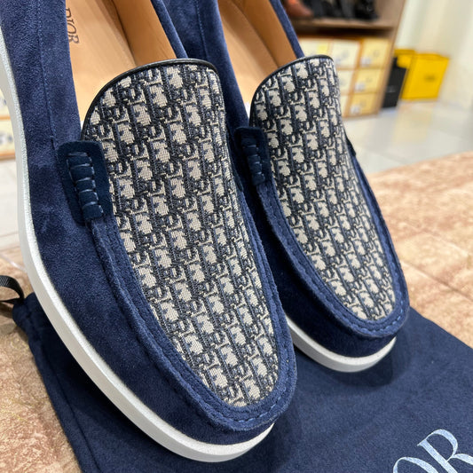 Dior Granville Blue Suede Loafers Slip On