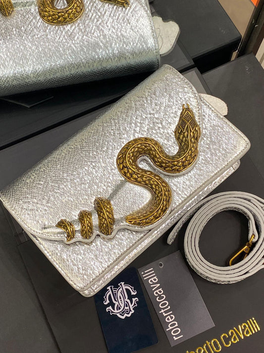 Roberto Cavalli Golden Python Bag