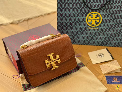 Tory Burch Eleanor Croc-Embossed Shoulder Bag