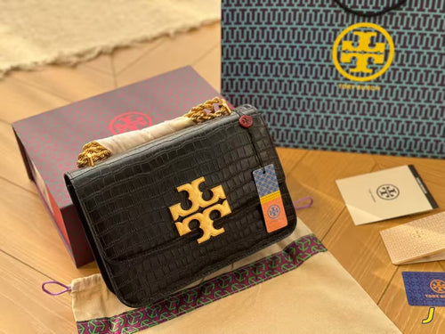 Tory Burch Eleanor Croc-Embossed Shoulder Bag