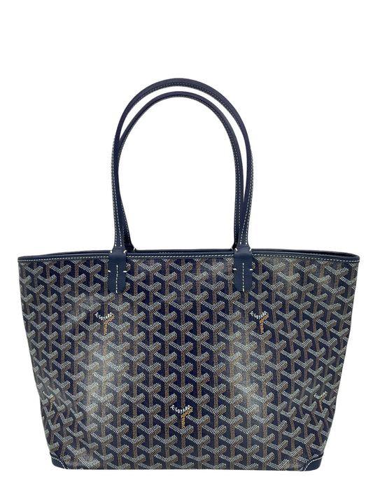 Goyard Goyardine Coated Canvas and Leather Saint Louis PM Tote in Blue – Elegant Luxury Tote Bag for Women.